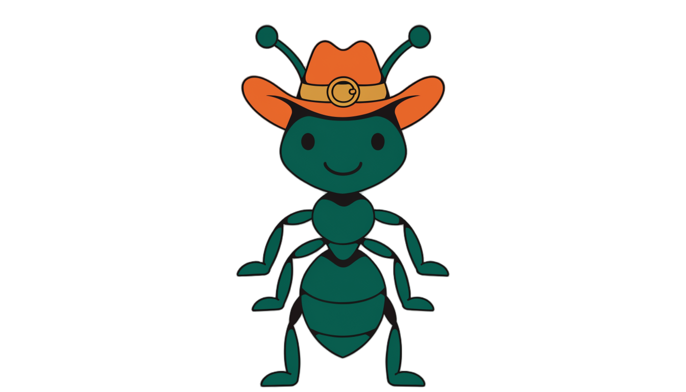 Sheriff Six-Legs portrait — the ant cowboy, up close